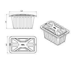 Ванна пластиковая пищевая с крышкой К, 400 л, HDPE, синий [121207.0400.601.002]