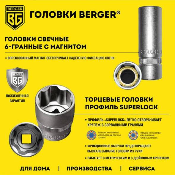 Универсальный набор инструментов BERGER 141 предмет½” - ¼” «КЁЛЬН»