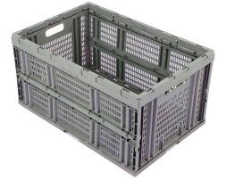 Ящик пластиковый складной перфорированный, 600х400х310 мм, серый [600400310-02]